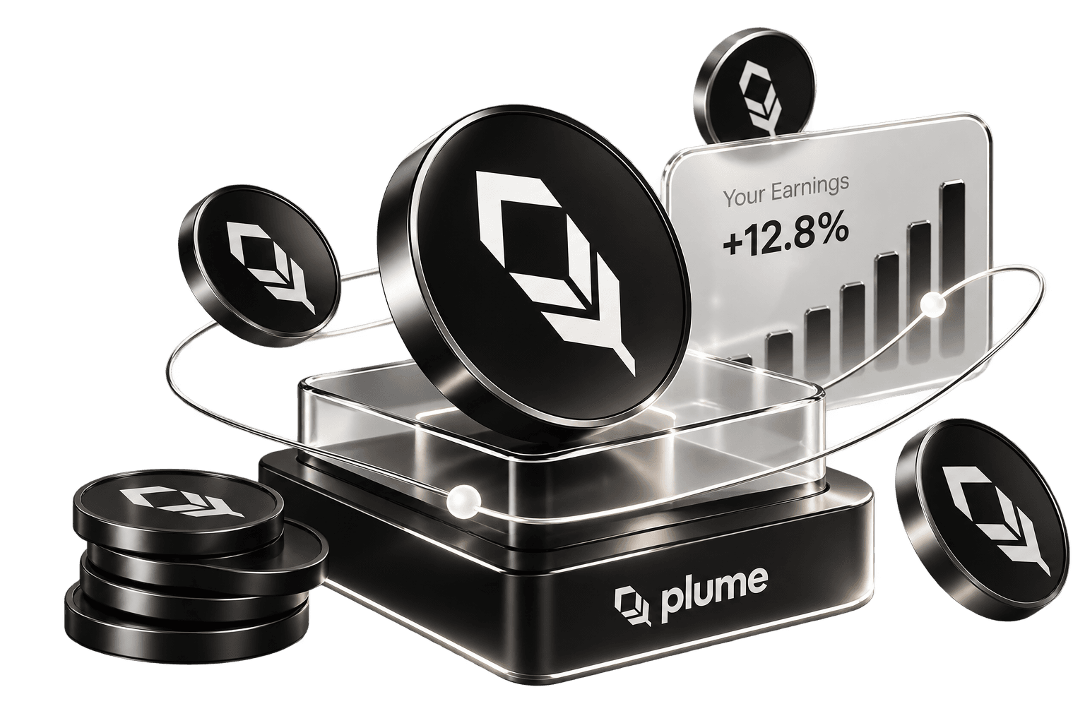 Plume staking vault with PLUME coins and earnings chart